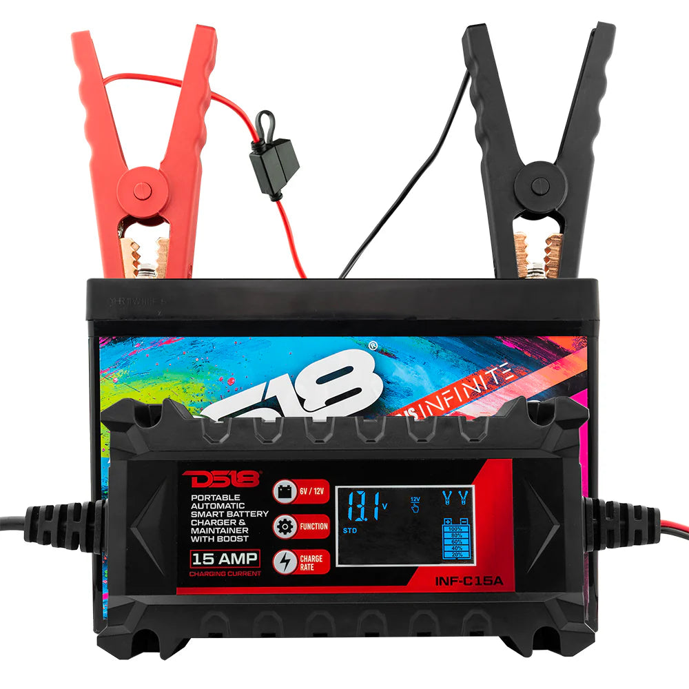 DS18 15 AMP Automatic Smart Lithium and AGM Car Battery Charger & Maintainer