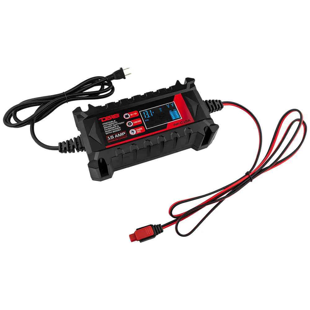 DS18 15 AMP Automatic Smart Lithium and AGM Car Battery Charger & Maintainer
