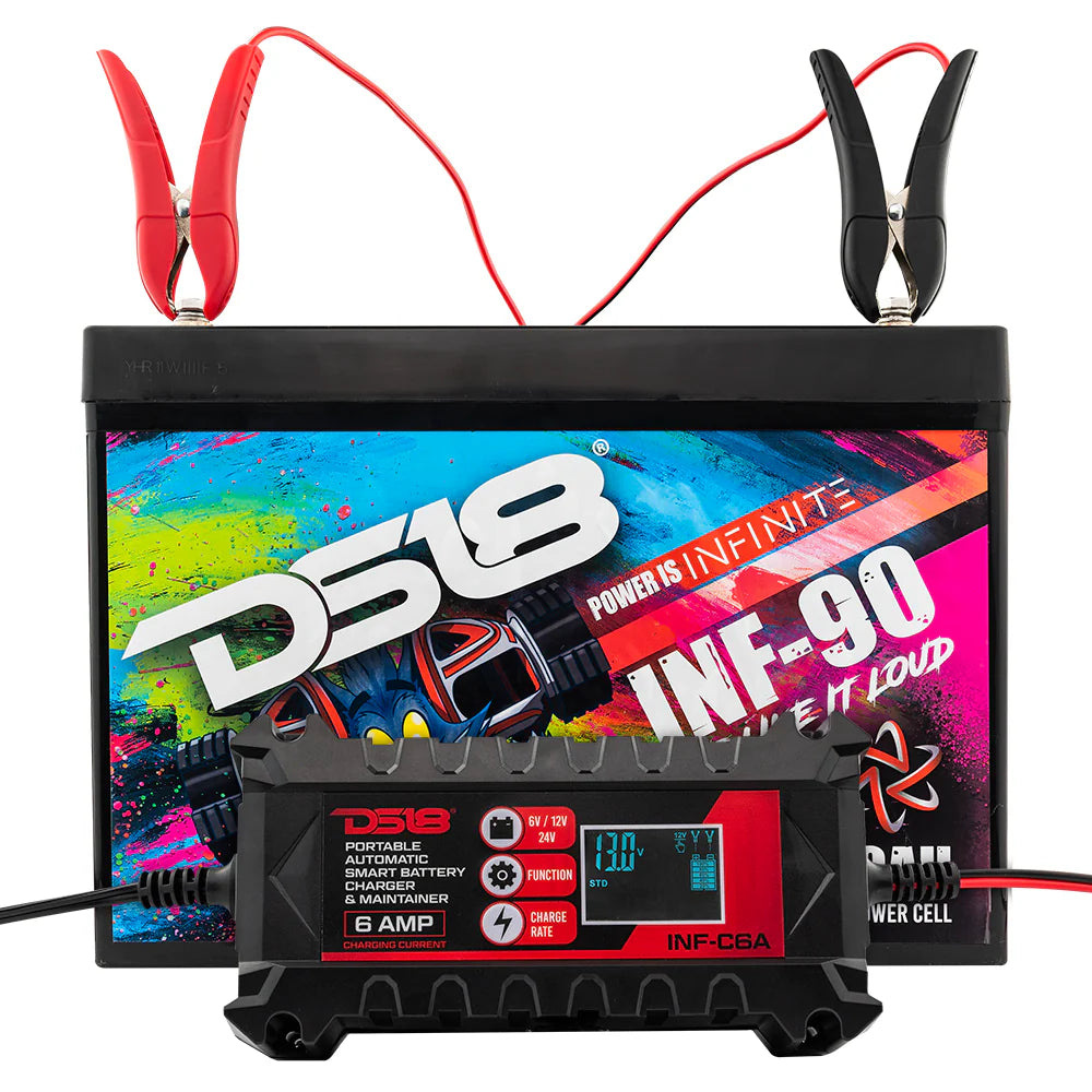 DS18 6 AMP Automatic Smart Lithium and AGM Car Battery Charger & Maintainer