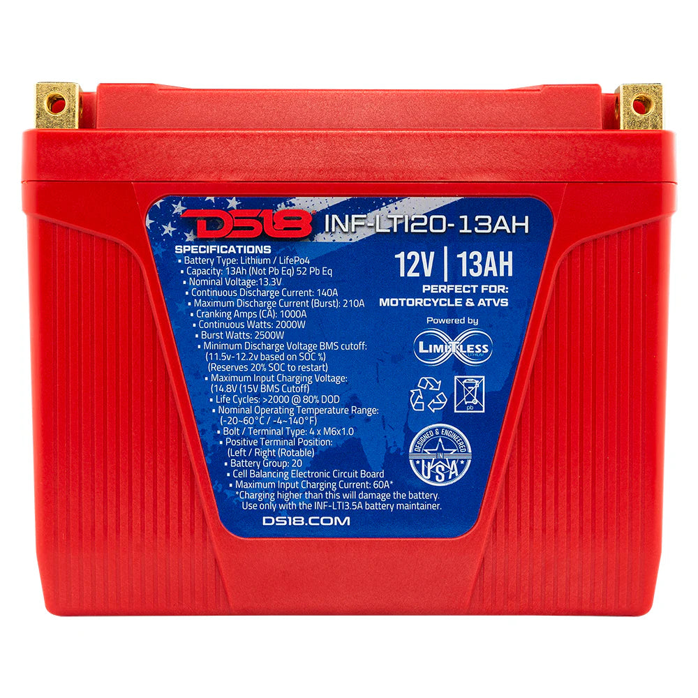 DS18 INF-LTI20-13AH INFINITE 13 AH Lithium Battery YTX20 Case With Shake and Wake Technology