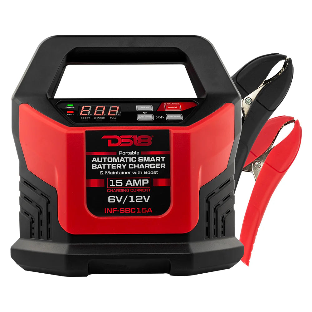 DS18 15 AMP Automatic Smart Lithium and AGM Battery Charger, Maintainer and Jump Booster