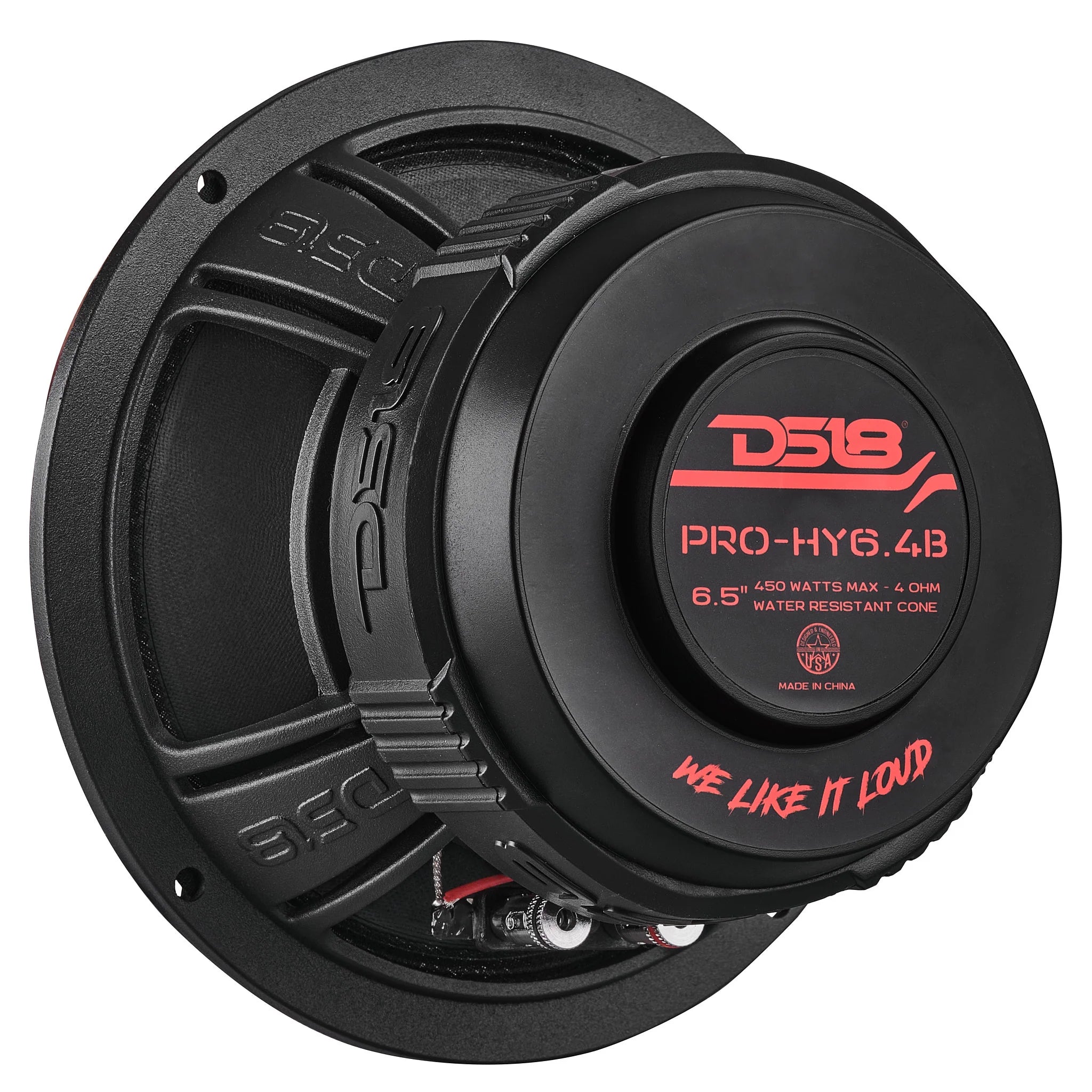 DS18 PRO 6.5" Coaxial Hybrid Mid-Range Water resistant Cone Loudspeaker with Built-in Driver 225 Watts Rms 4-Ohm (Single Unit)