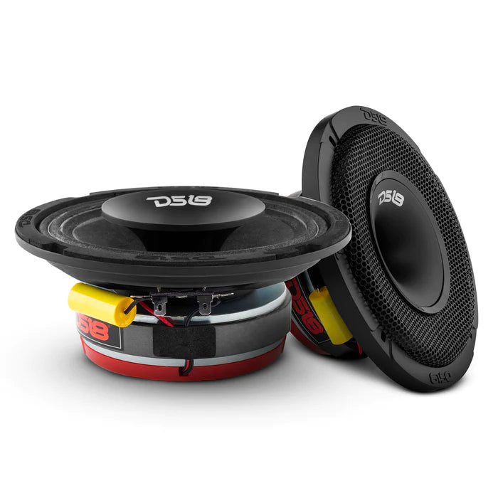 DS18 PRO 6.5" Shallow Coaxial Hybrid Mid-Range Loudspeaker with Built-in Driver 150 Watts Rms 4-Ohm (Single Unit)