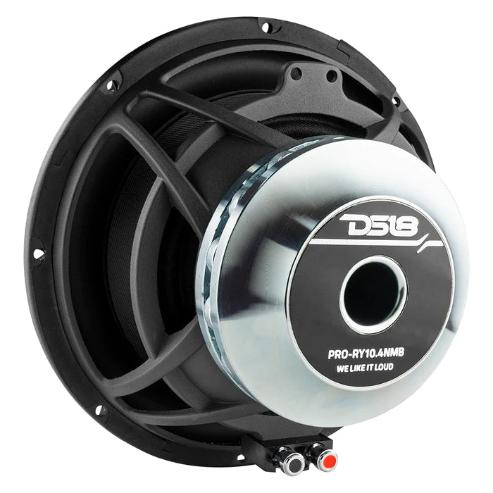 DS18 PRO 10" Neodymium Water resistant Carbon Fiber Cone Mid-Bass Woofer 450 Watts Rms 4-Ohm (Single Unit)