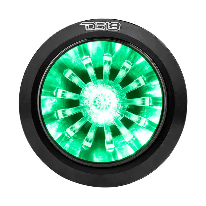 DS18 1.6" Shallow High Compression Neodymium Super Bullet Tweeter 140 Watts 1" Polyether Ether Ketone 4-Ohm Vc With RGB LED Lights (Single Unit)