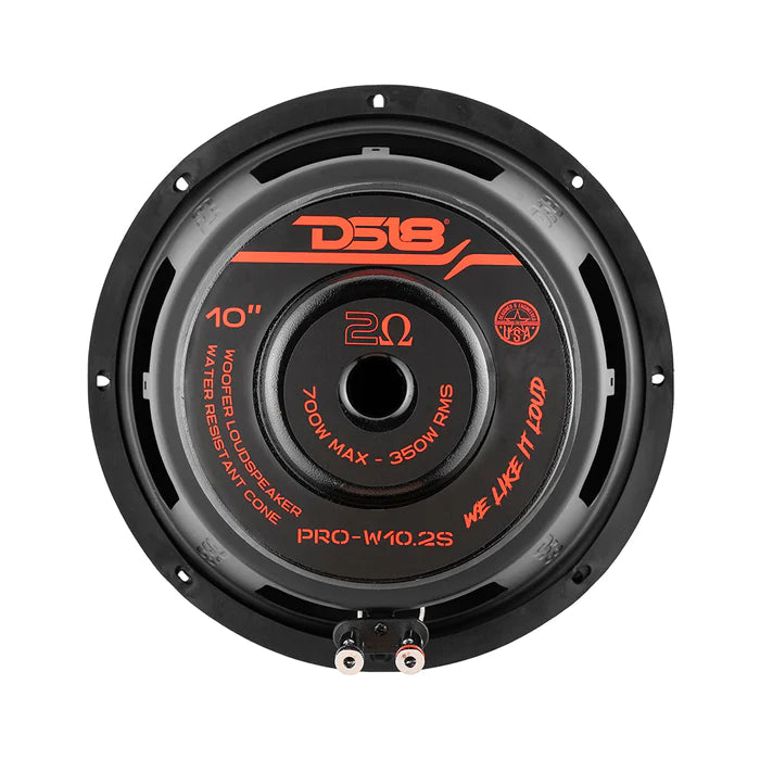 DS18 PRO 10" Water Resistant Woofer 350 Watts Rms 2-Ohm SVC (Single Unit)