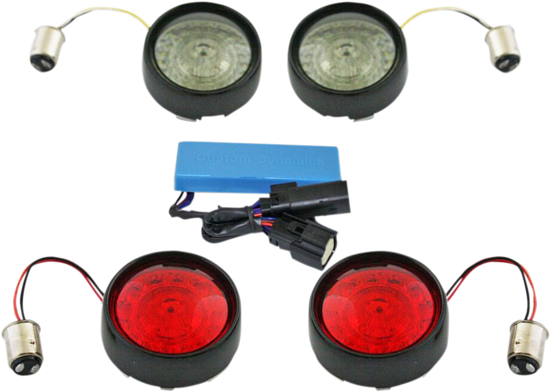 Custom Dynamics Complete Front & Rear Turn Signal Conversion Kit with Bullet Bezel Lenses