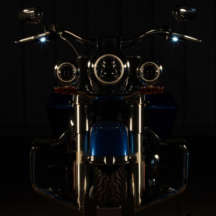 HOGWORKZ® Harley Dyna/Softail/Sportster LED Handlebar DRL / Turn Signals | Chrome