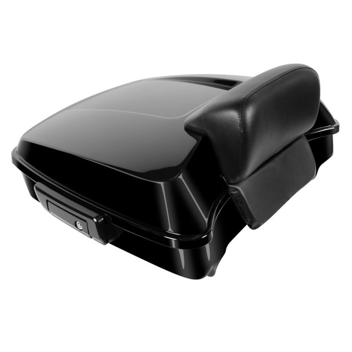 Hogworkz Vivid Black Chopped Tour Pack w/ Slim Backrest & Black Hardware for Harley® Touring '97-'22