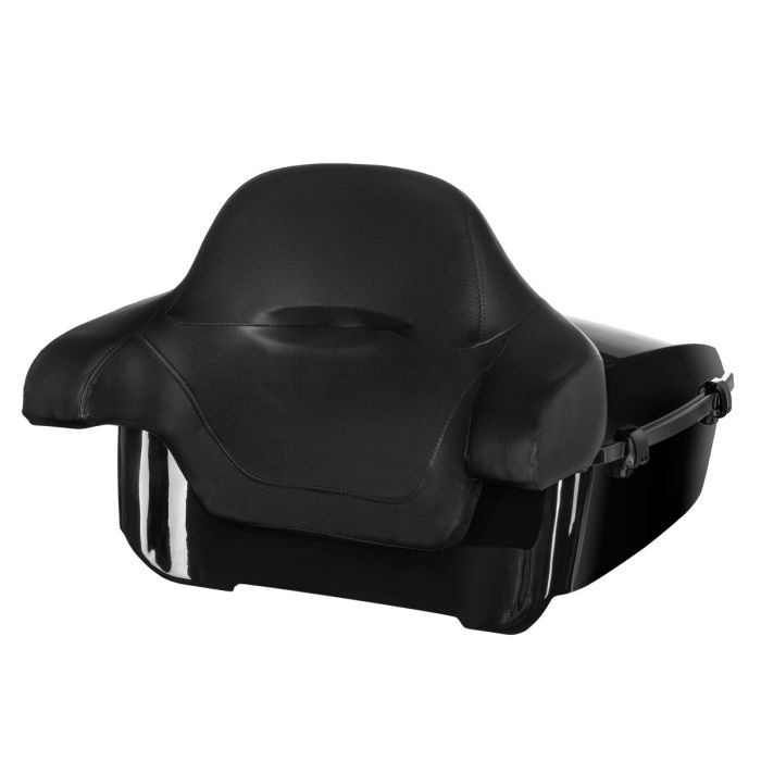 Hogworkz Vivid Black King Tour Pack w/ Full Backrest & Black Hardware for Harley® Touring '97-'22