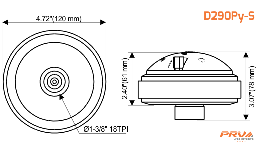 PRV Compression Driver (Horn) - D290PY-S 1" Exit Pro Audio Polyimide Compression Driver (Single Unit)