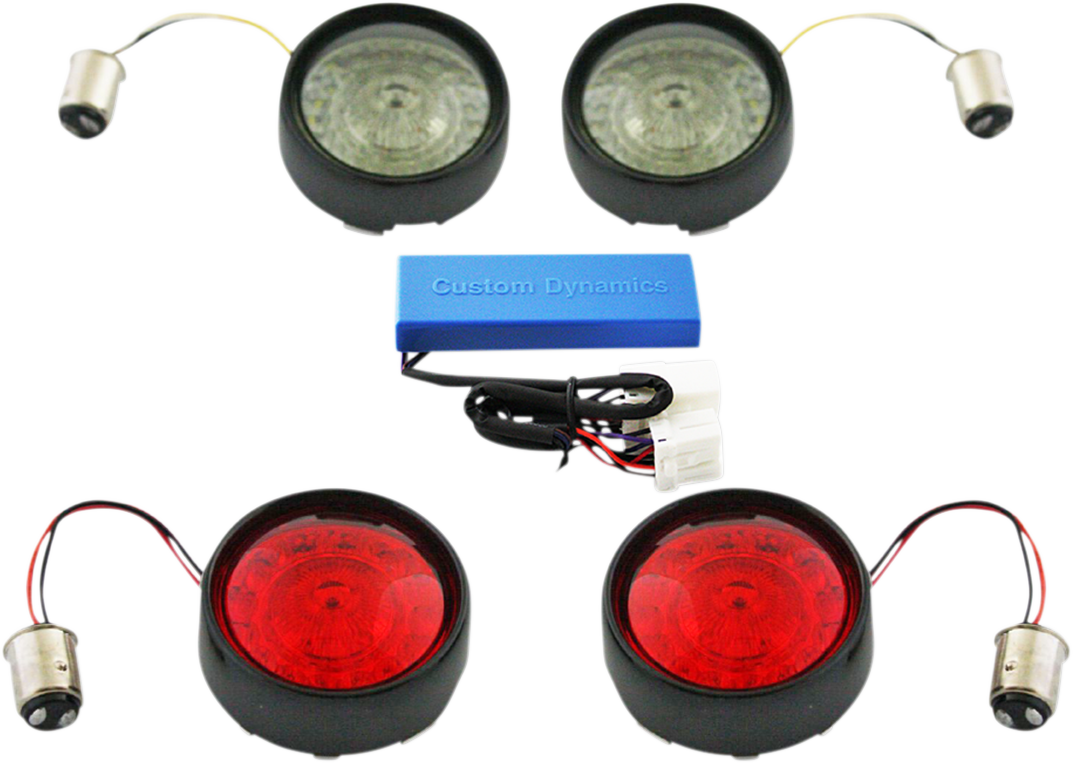 Custom Dynamics Complete Front & Rear Turn Signal Conversion Kit with Bullet Bezel Lenses