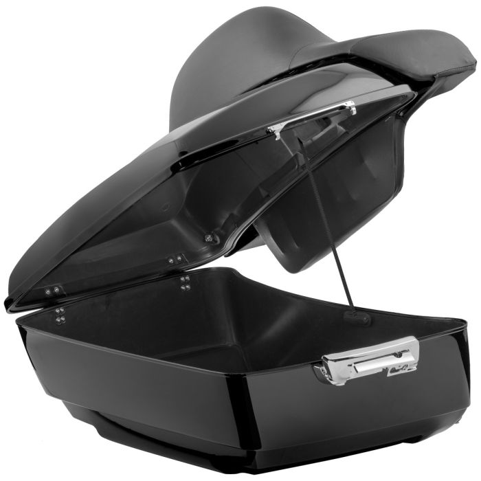 Hogworkz Vivid Black King Tour Pack w/ Full Backrest & Chrome Hardware for Harley® Touring '97-'22