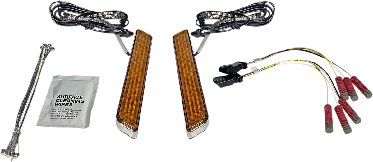 Custom Dynamics Universal LED Front Fork Lightz™ Amber/Chrome UNIV