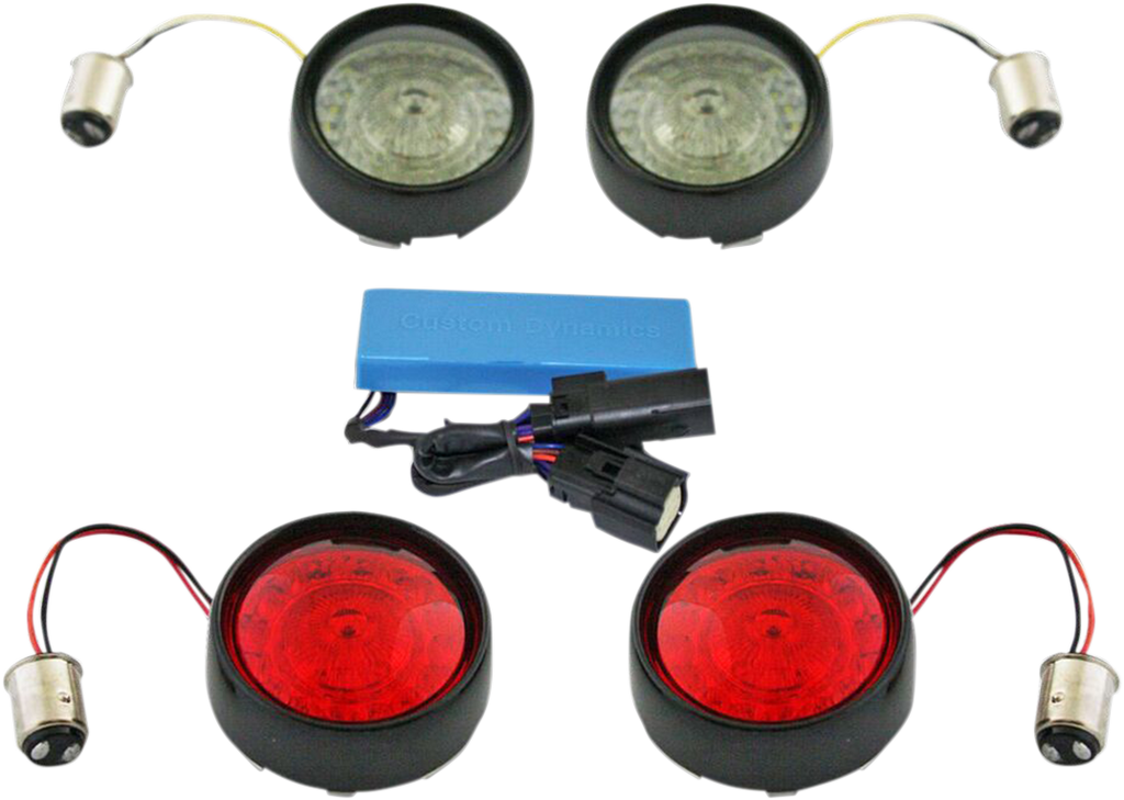 Custom Dynamics Complete Front & Rear Turn Signal Conversion Kit with Bullet Bezel Lenses