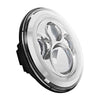 Hogworkz 7" LED Chrome HALOMAKER® Headlight with Auxiliary Halo Passing Lamps