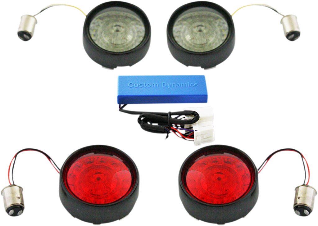 Custom Dynamics Complete Front & Rear Turn Signal Conversion Kit with Bullet Bezel Lenses