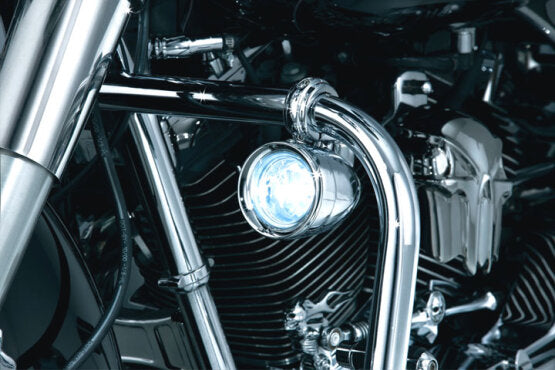 Chrome Glow Engine Guard Mounted Motorcycle Driving Lights