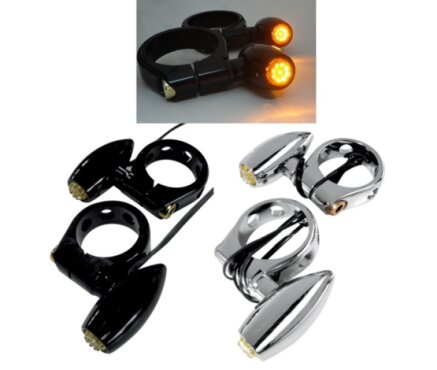 Chrome Glow Fork Mount Astro LED Motorcycle Turn Signals